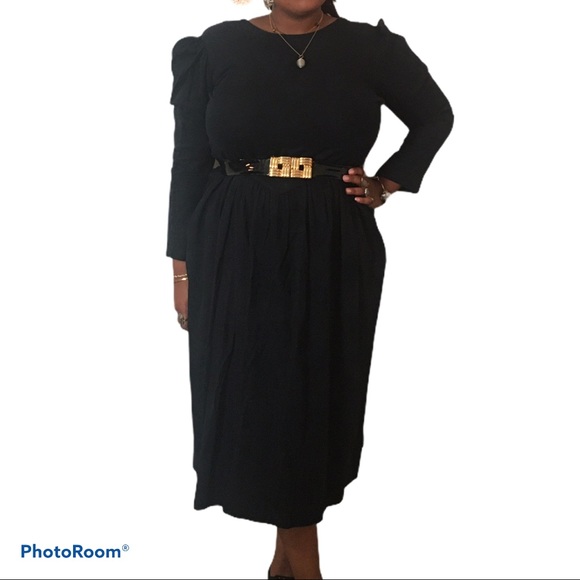 Vintage/Retro Long sleeve Black Dress - Picture 4 of 4